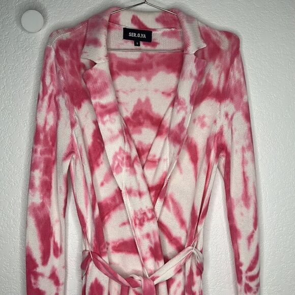 Ser.O.Ya Gloria Cardigan Dress in White Pink Swirl TieDye Revolve Small - Picture 4 of 16